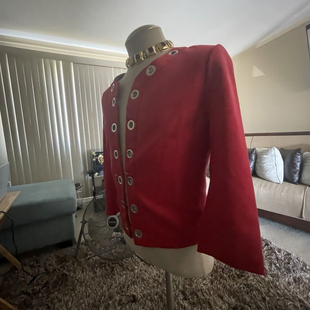 Roz & Ali Women’s Red 3/4 Sleeve Blazer Size XL with Silver Accents Career Artsy - Picture 4 of 9